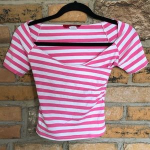Necessary Objects vintage pink & white striped top